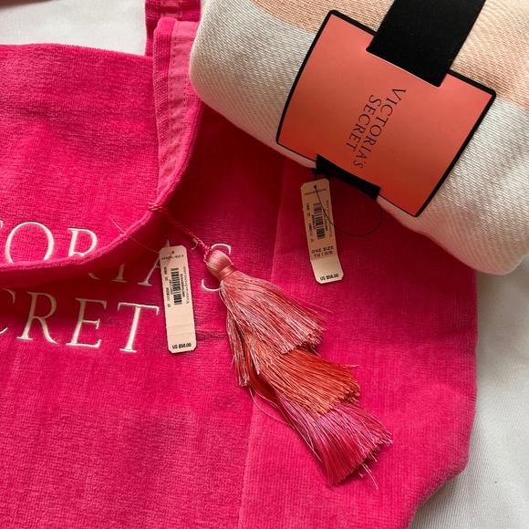 Victoria Secret Pink Terry Cloth Beach Gym Tote & Beach Blanket NWT - Picture 3 of 16